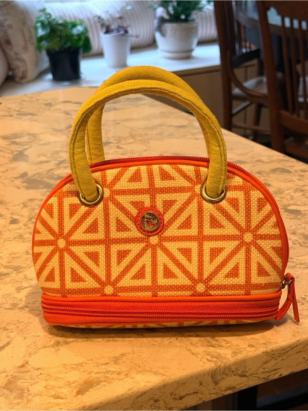 Spartina 449 Yellow and Orange Geometric Cosmetic Dome